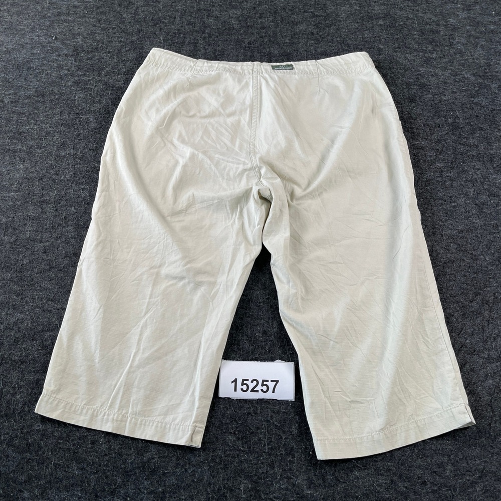 Jordache Capri Pants Womens 11/12 Tan Cotton Slash Pockets Drawstring Slit Hem - Picture 6 of 6